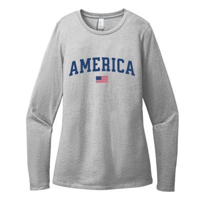 America Usa Women American Flag Womens CVC Long Sleeve Shirt