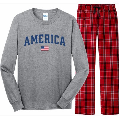 America Usa Women American Flag Long Sleeve Pajama Set