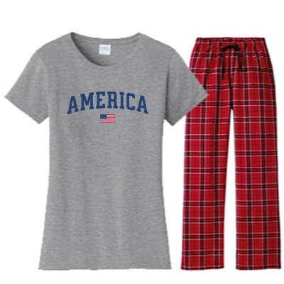 America Usa Women American Flag Women's Flannel Pajama Set