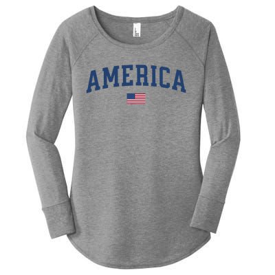 America Usa Women American Flag Women's Perfect Tri Tunic Long Sleeve Shirt