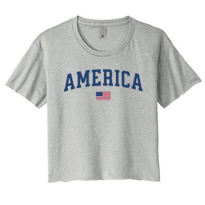 America Usa Women American Flag Women's Crop Top Tee