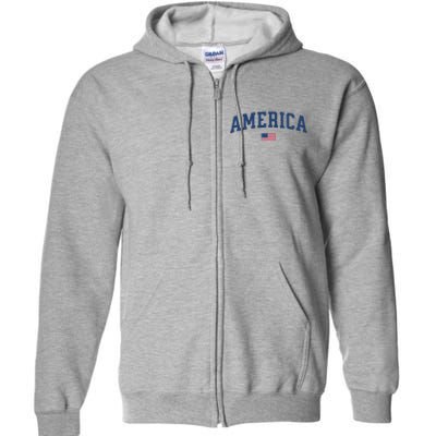 America Usa Women American Flag Full Zip Hoodie