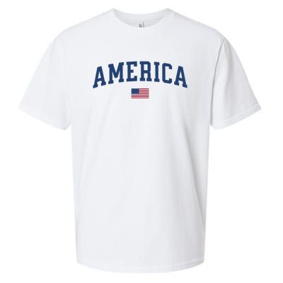 America Usa Women American Flag Sueded Cloud Jersey T-Shirt