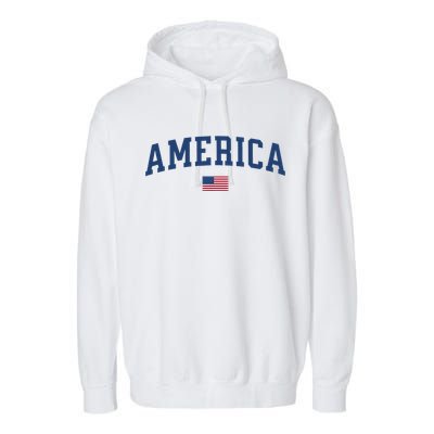 America Usa Women American Flag Garment-Dyed Fleece Hoodie