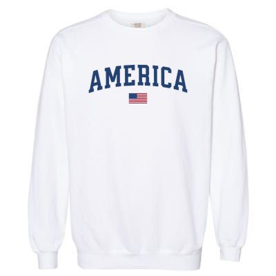 America Usa Women American Flag Garment-Dyed Sweatshirt