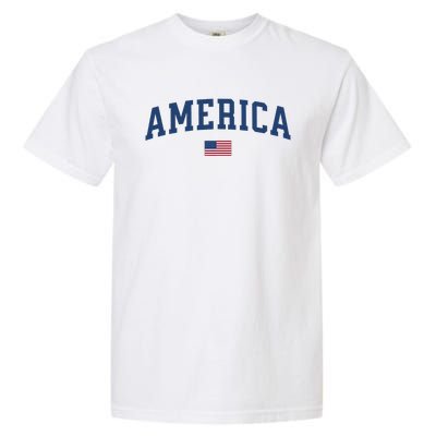 America Usa Women American Flag Garment-Dyed Heavyweight T-Shirt