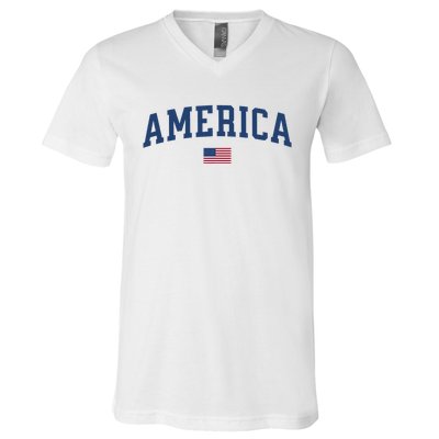 America Usa Women American Flag V-Neck T-Shirt