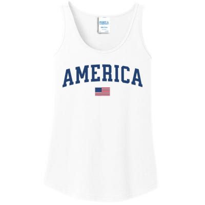 America Usa Women American Flag Ladies Essential Tank