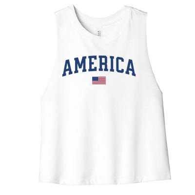 America Usa Women American Flag Women's Racerback Cropped Tank