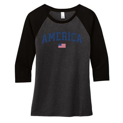 America Usa Women American Flag Women's Tri-Blend 3/4-Sleeve Raglan Shirt