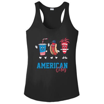 American Vibes 4th Of July Red White And Blue Hot Dog Lover Funny Gift Ladies PosiCharge Competitor Racerback Tank