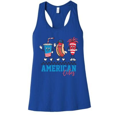 American Vibes 4th Of July Red White And Blue Hot Dog Lover Funny Gift Women's Racerback Tank