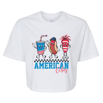 American Vibes 4th Of July Red White And Blue Hot Dog Lover Funny Gift Bella+Canvas Jersey Crop Tee