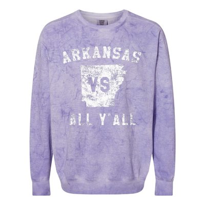 Arkansas Vs All Yall For YAll Colorblast Crewneck Sweatshirt