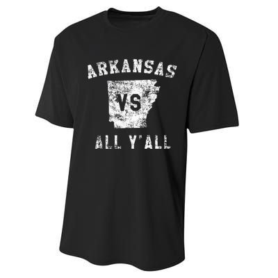 Arkansas Vs All Yall For YAll Performance Sprint T-Shirt