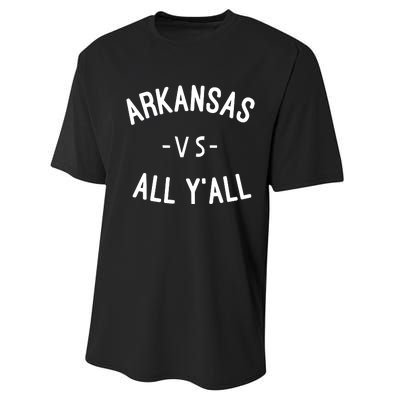 Arkansas Vs All Yall Performance Sprint T-Shirt