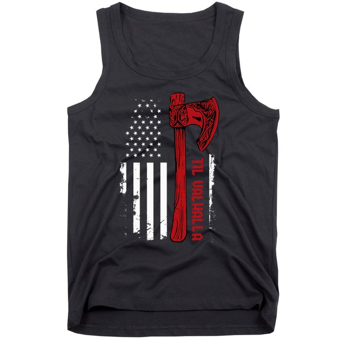 American Viking Axe Flag Til Valhalla Norse Mythology Tank Top