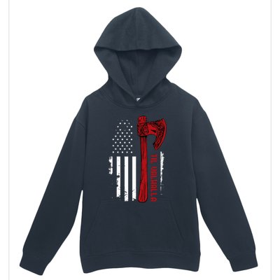 American Viking Axe Flag Til Valhalla Norse Mythology Urban Pullover Hoodie