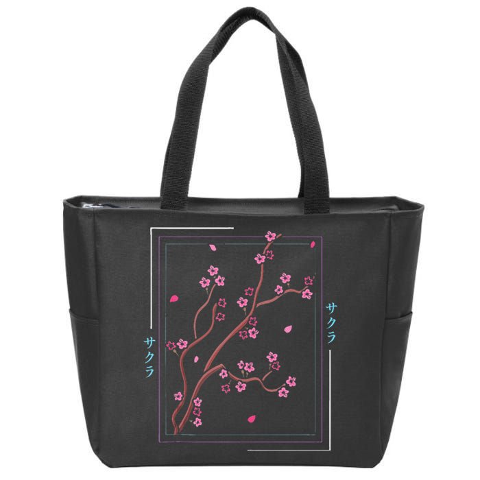 Asia Vaporwave Asian Japanese Sakura Aesthetic Indie Zip Tote Bag