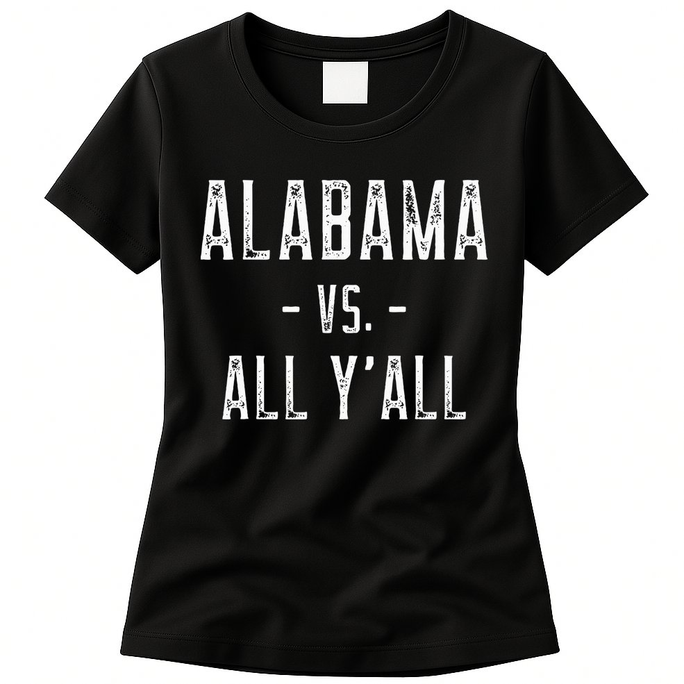 Alabama Vs. All Y’all Sports Weathered Vintage Southern Womens T-Shirt