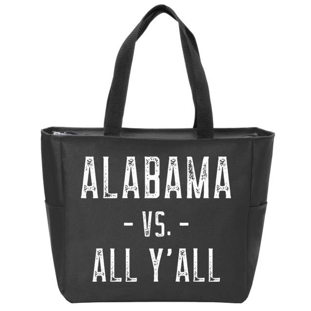 Alabama Vs. All Y’all Sports Weathered Vintage Southern Zip Tote Bag