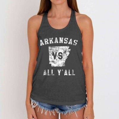 Arkansas Vs All Yall For Yall Women's Knotted Racerback Tank