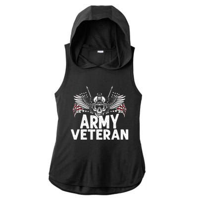 Army Veteran Ladies PosiCharge Tri-Blend Wicking Draft Hoodie Tank