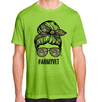 Army Vet Armyvet Messy Bun Camouflage 'S Veteran Gift Adult ChromaSoft Performance T-Shirt