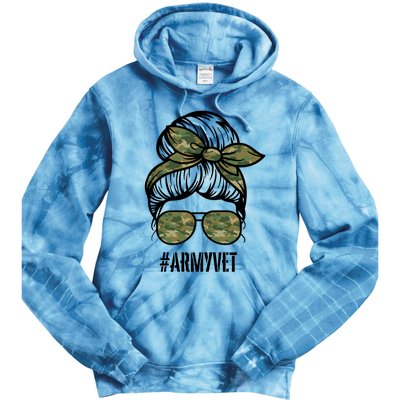 Army Vet Armyvet Messy Bun Camouflage 'S Veteran Gift Tie Dye Hoodie