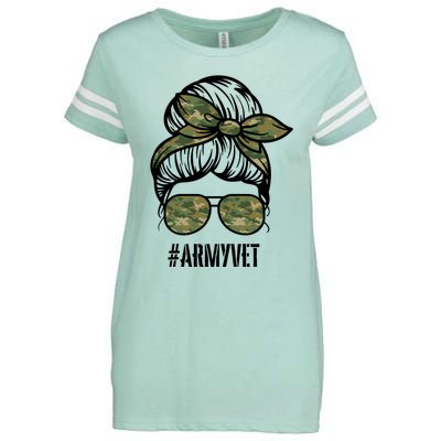 Army Vet Armyvet Messy Bun Camouflage 'S Veteran Gift Enza Ladies Jersey Football T-Shirt