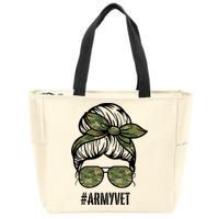 Army Vet Armyvet Messy Bun Camouflage 'S Veteran Gift Zip Tote Bag