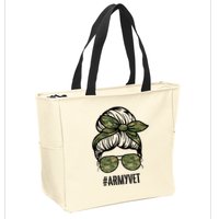 Army Vet Armyvet Messy Bun Camouflage 'S Veteran Gift Zip Tote Bag