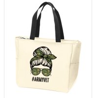 Army Vet Armyvet Messy Bun Camouflage 'S Veteran Gift Zip Tote Bag