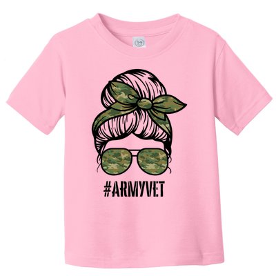 Army Vet Armyvet Messy Bun Camouflage 'S Veteran Gift Toddler T-Shirt