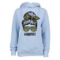 Army Vet Armyvet Messy Bun Camouflage 'S Veteran Gift Womens Funnel Neck Pullover Hood