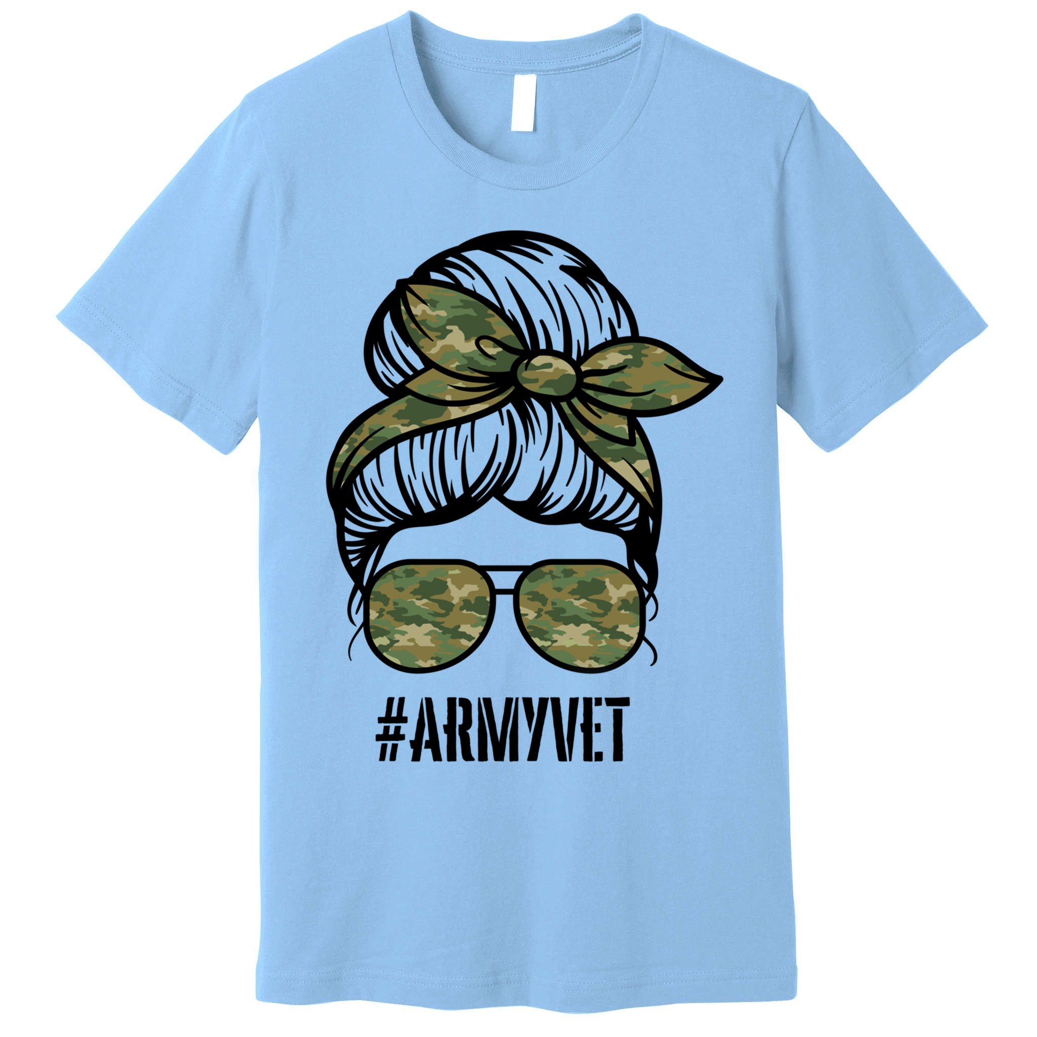 Army Vet Armyvet Messy Bun Camouflage 'S Veteran Gift Premium T-Shirt