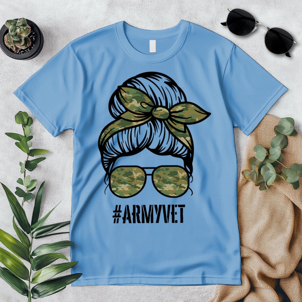 Army Vet Armyvet Messy Bun Camouflage 'S Veteran Gift Premium T-Shirt