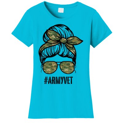 Army Vet Armyvet Messy Bun Camouflage 'S Veteran Gift Women's T-Shirt