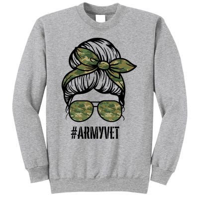 Army Vet Armyvet Messy Bun Camouflage 'S Veteran Gift Sweatshirt