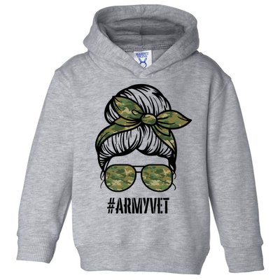 Army Vet Armyvet Messy Bun Camouflage 'S Veteran Gift Toddler Hoodie