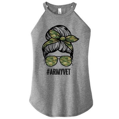 Army Vet Armyvet Messy Bun Camouflage 'S Veteran Gift Women's Perfect Tri Rocker Tank