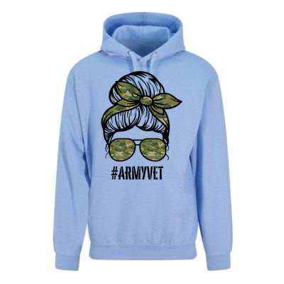 Army Vet Armyvet Messy Bun Camouflage 'S Veteran Gift Unisex Surf Hoodie