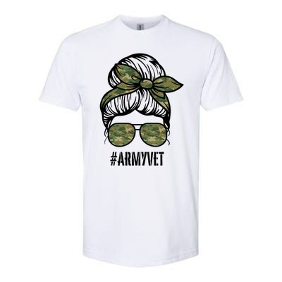 Army Vet Armyvet Messy Bun Camouflage 'S Veteran Gift Softstyle CVC T-Shirt