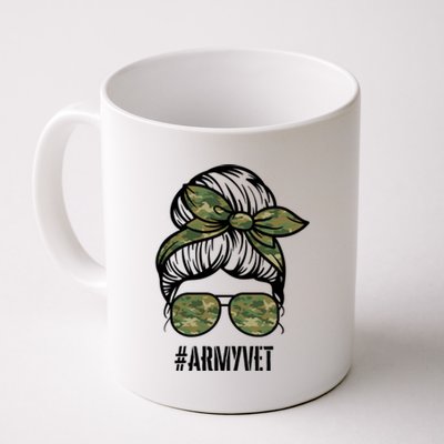 Army Vet Armyvet Messy Bun Camouflage 'S Veteran Gift Coffee Mug