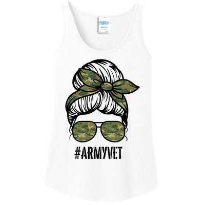 Army Vet Armyvet Messy Bun Camouflage 'S Veteran Gift Ladies Essential Tank