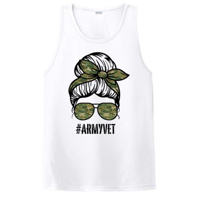 Army Vet Armyvet Messy Bun Camouflage 'S Veteran Gift PosiCharge Competitor Tank