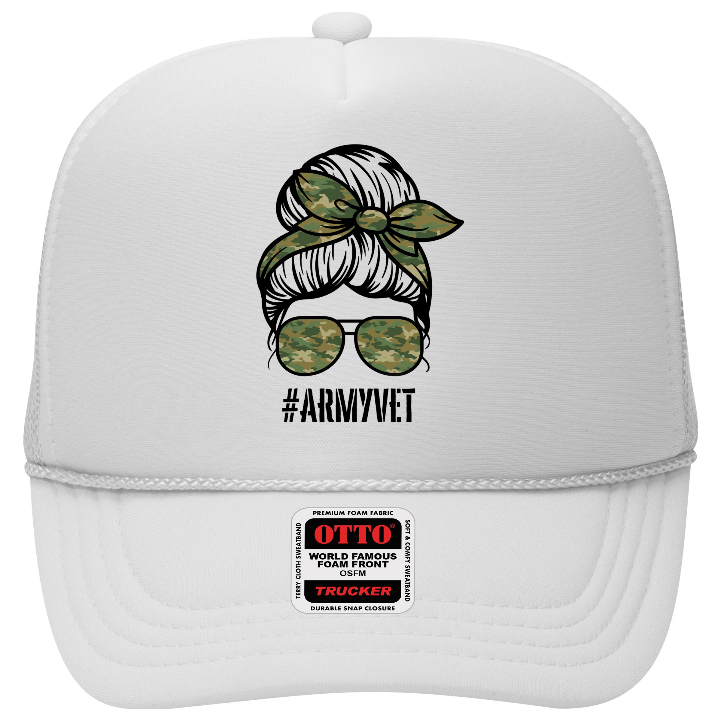 Army Vet Armyvet Messy Bun Camouflage 'S Veteran Gift Hat