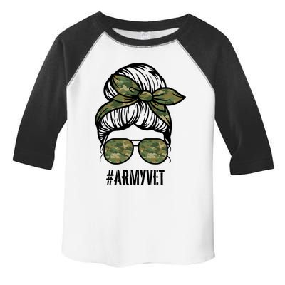 Army Vet Armyvet Messy Bun Camouflage 'S Veteran Gift Toddler Fine Jersey T-Shirt