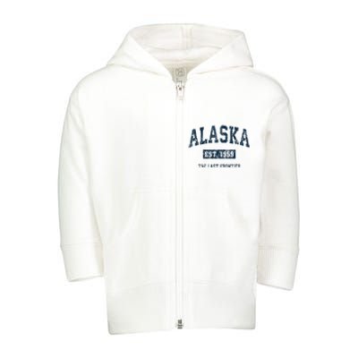 Alaska Vintage Athletic Sports Design Toddler Zip Fleece Hoodie