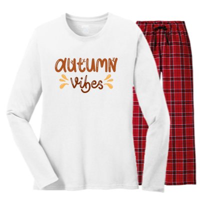 Autumn Vibes Women's Long Sleeve Flannel Pajama Set 